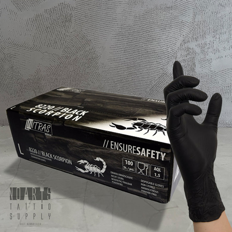 10 Boxen mit je 100 Nitras black scorpion Einmalhandschuhe Latex